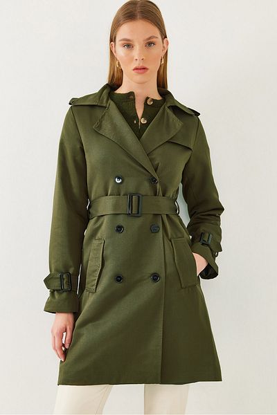 Bianco Lucci Women's Back Aller Detailed Buckle Trench Coat 2459 60351023