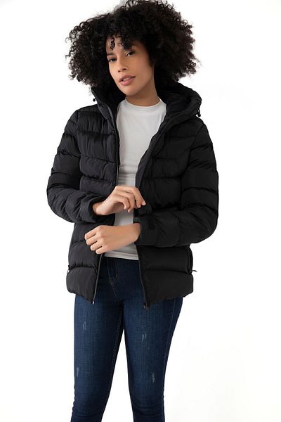 freemen Sports Women's Black Hooded Fleece Inside Waterproof Wind Resistant Coat & Coat & Parka