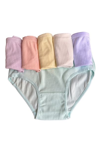 Katmirra 6 buc. Chiloți pentru fete de culoare pastel cu nervuri + 100 buc. Catarame din cauciuc - Lenjerie intimă Dondeza & Passion Bayii