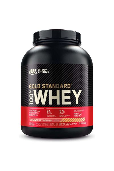 Optimum Nutrition Gold Standard 100% Whey Protein, Strawberry Banana, 5 LB