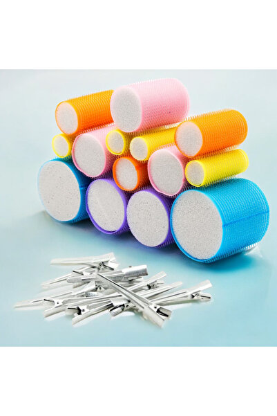 Croc 1210 Velcro Sponge Curler 14 τεμάχια Μικτή συσκευασία +(25 τεμάχια Σφιγκτήρες μαλλιών)