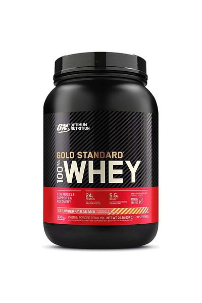 Optimum Nutrition Gold Standard 100% Whey Protein, Strawberry Banana, 2 LB