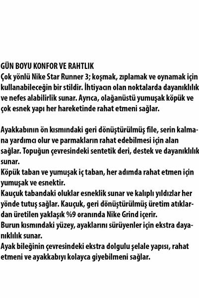 Nike Star Runner 3 (Gs) Kadın Yürüyüş Koşu Ayakkabı DA2776-010-KREM