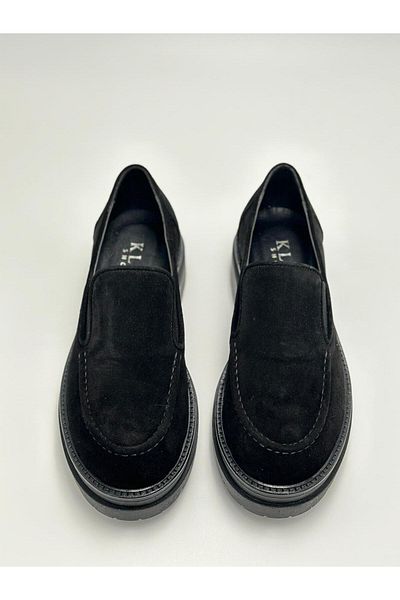 Klay Shoes Дамски черни велурени мокасини