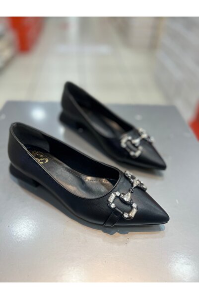 Hacıoğlu Ayakkabı Balerini de zi cu zi pentru femei, cu cataramă din piatră H...