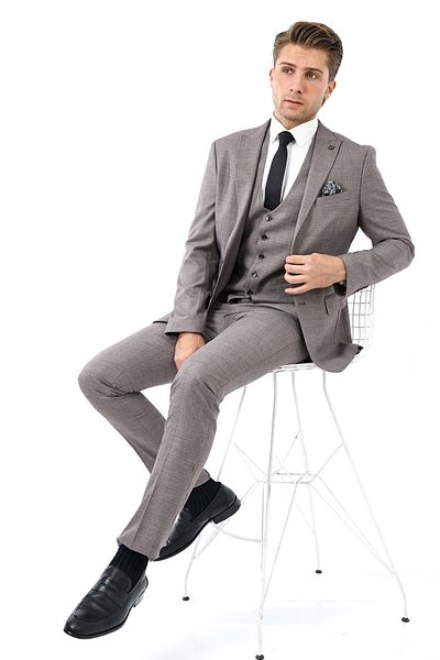 Presto بدلة سترة للرجال من 6 Drop Brown Slimfit - 791-400