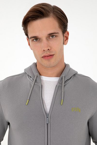 U.S. Polo Assn. Men's Gray Raised Knitted Cardigan 50293146 -Vr024