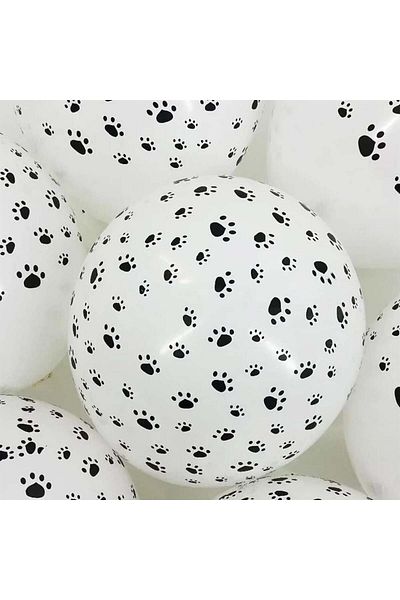turkuaz parti 10-Piece Paw Printed Balloon with Cat and Dog Pattern