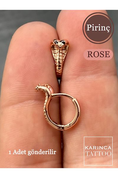 Karınca Piercing Cobra Snake Brass Forward Helix Snug Daith Rook Septum Earlobe Tragus Piercing Hoop Earrings