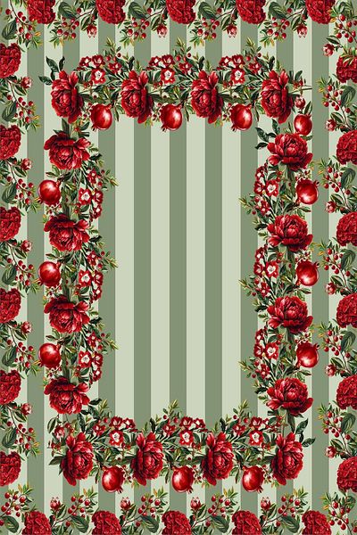 Pilloveland 140*180 cm Pomegranate Patterned Suede Tablecloth