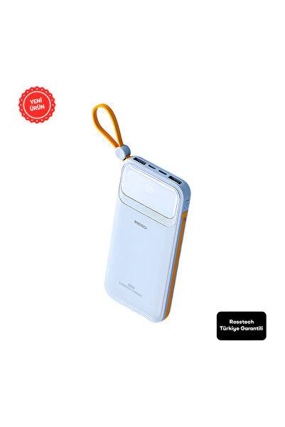 ROSSTECH Rs-500 20.000mah 22.5W PD Powerbank Dijital Ekranlı 6 Portlu Dahili Çift Kablolu