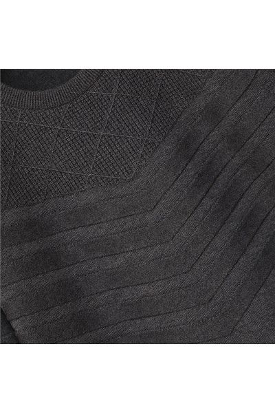 Dio Rise Men's Crew Neck Front Textured Standard Fit Cotton Knitwear Sweater - 180967   - Anthracite