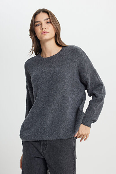 WRANGLER Regular Fit Normal Kesim Bisiklet Yaka Kadın Antrasit Cosy Utility T...