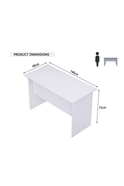 Mahmayi MP1 140x80 Writing Table Without Drawers - White