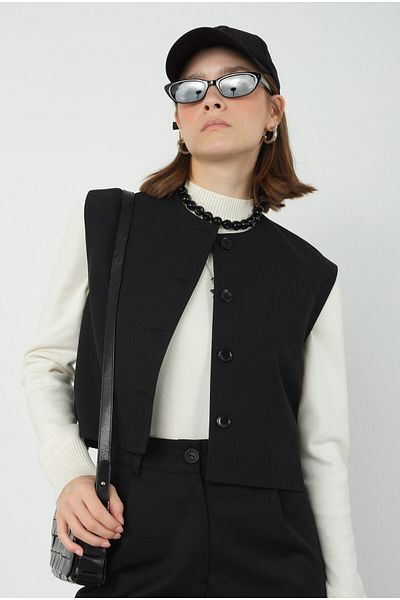 HEQA Vestă Crop Neagră