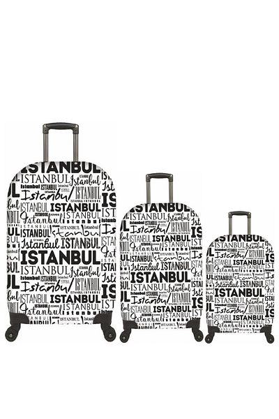 MY SARACİYE My Istanbul 79 - Large, Medium and Cabin Size Saddler Suitcase and Suitcase Cover Set