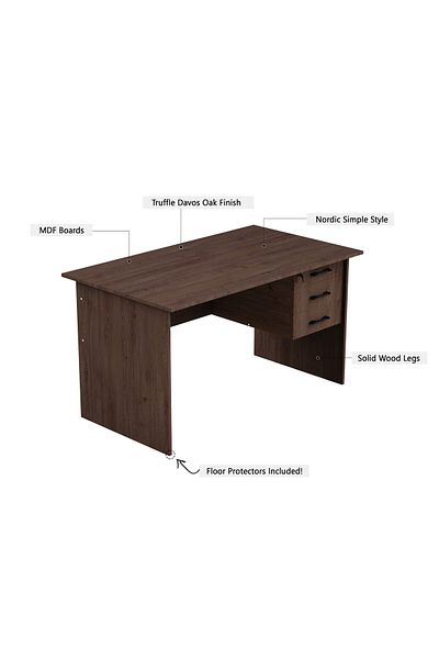 Mahmayi MP1 160x80 Writing Table With Hanging Pedestal - Brown