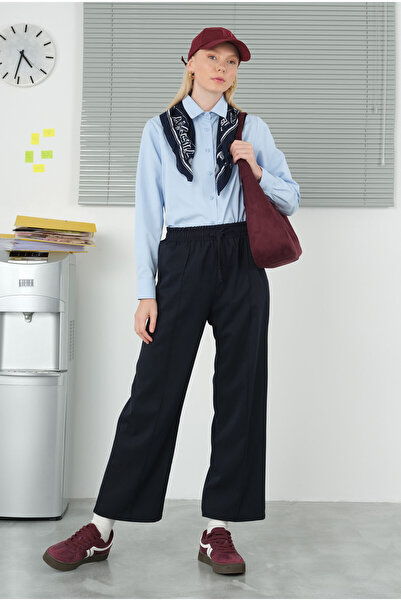 HEQA Брюки з деталями на передній частині, темно-сині