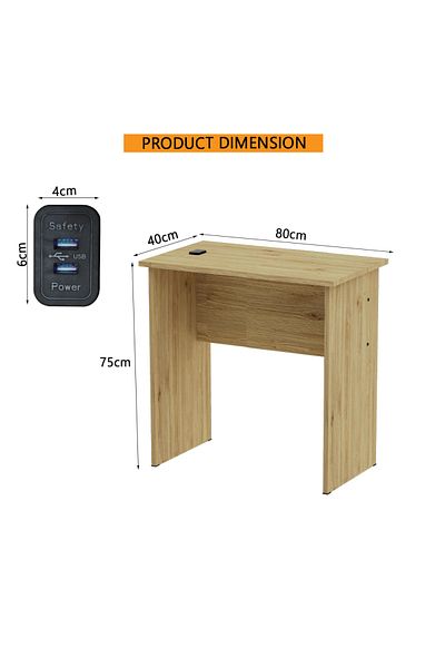 Mahmayi Modern MP1 Study Table, Executive Desk 80x40 with Black BS02 Desktop Socket