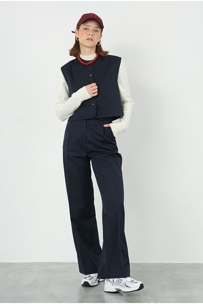 HEQA Vestă crop bleumarin închis