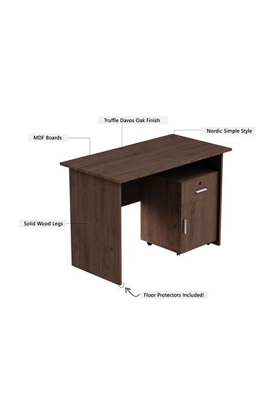 Mahmayi MP1 160x80 Writing Table With Drawers - Brown
