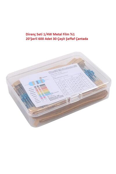 Genel Markalar Direnç Seti 1/4W Metal Film %1 20'Şerli 600 Adet 30 Çeşit Şeff...