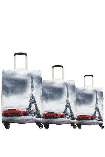 MY SARACİYE My 03 Paris Car - Large, Medium, and Cabin Size Saddler Suitcase and Suitcase Cover Set