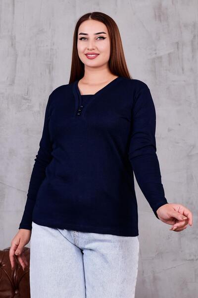 Siyezen Bluză dublă mărime mare cu cu vipușcă nasturi, pachet de bumbac