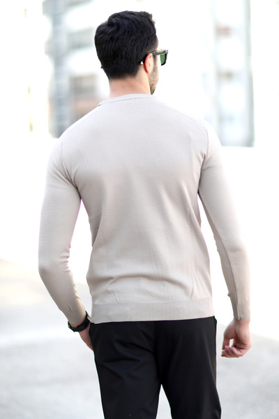 JB John Borners Ανδρικό πλεκτό πουλόβερ από ορείχαλκο βιζόν με λαιμόκοψη 100% Micro Flament - 1005