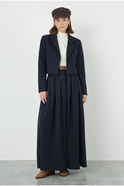 HEQA Jachetă Blazer Crop Bleumarin închis