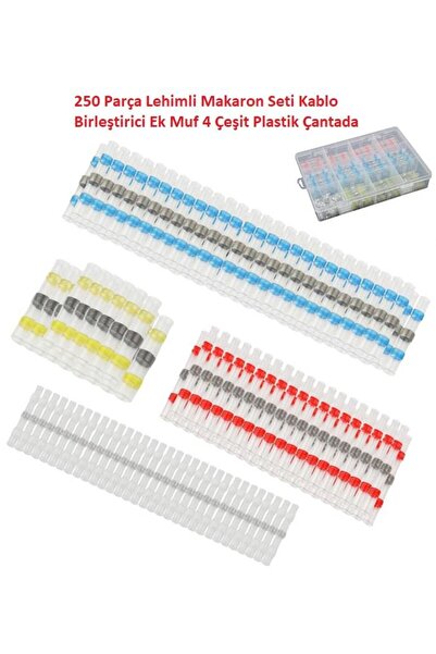 Hatfon Elektronik 250 Parça Lehimli Makaron Seti Kablo Birleştirici Ek Muf 4 Çeşit Plastik Çantada