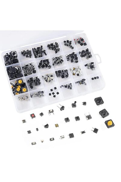 Hatfon Elektronik 250 Adet Tact Switch Seti Dip Smd Kılıf 25 Farklı Çeşit Pla...