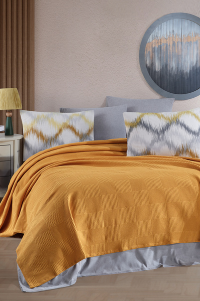 Enlora Home Color Pike Takımı Çift Kişilik Beat Sarı