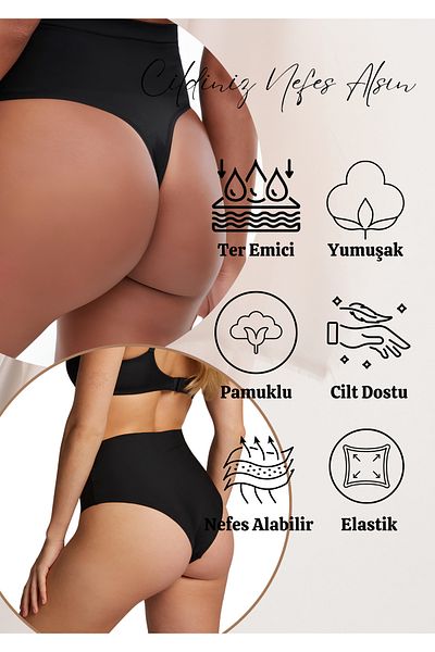 red iç giyim High Waist Cotton Thong Slip Panties 5 Pack - Soft, Flexible, Licra