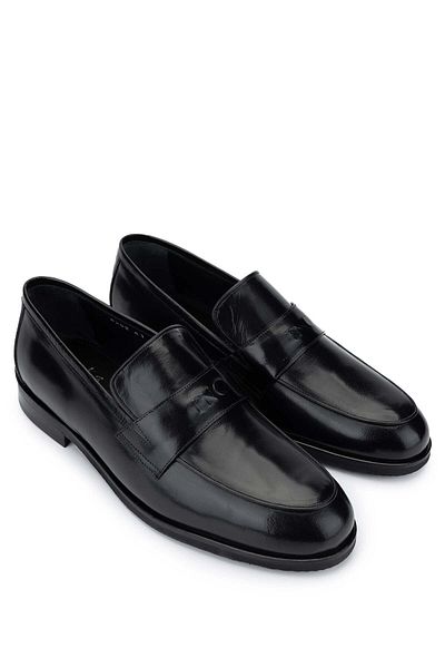 Tamer Tanca Men's Genuine Leather Black Loafer Shoes