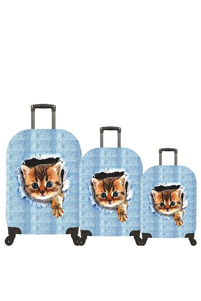 MY SARACİYE My 53 Cat Jean - Set de huse pentru bagaje/valiză mare, medie, dimensiune cabină