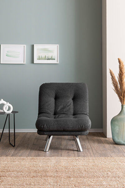 Pafu Hippo Tekli Yataklı Koltuk Keten - Koyu Gri