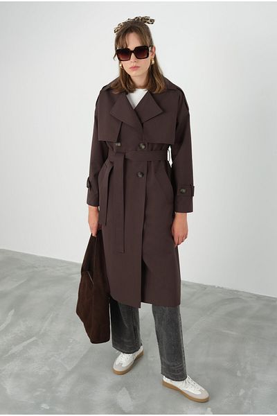 HEQA Bitter Brown Classic Trench Coat with Windbreaker