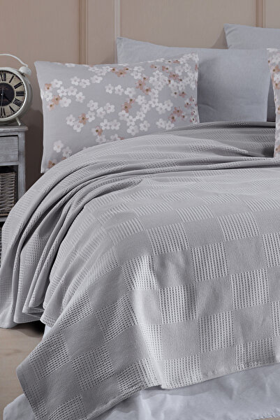 Enlora Home Color Pike Takımı Tek Kişilik Piti Yaprak Gri