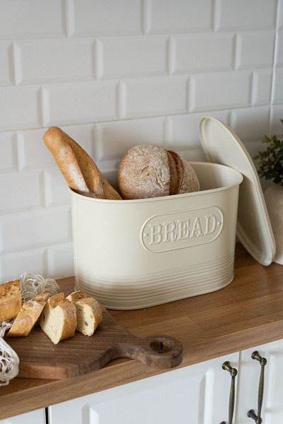 Dekorzdükkan Beige Colored Galvanized Lid Bread Bowl - Dkrz-531, One Size
