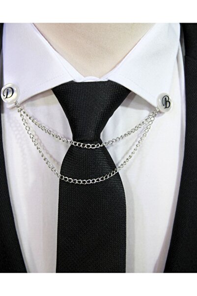 BLC Basic Line Co. Kişiye Özel İstenilen Harflerde Zincirli Gömlek Yaka İğnesi