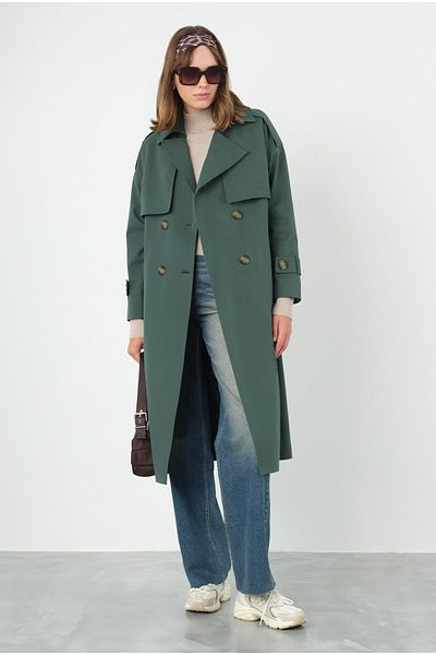 HEQA Emerald Classic Trench Coat - Windbreaker