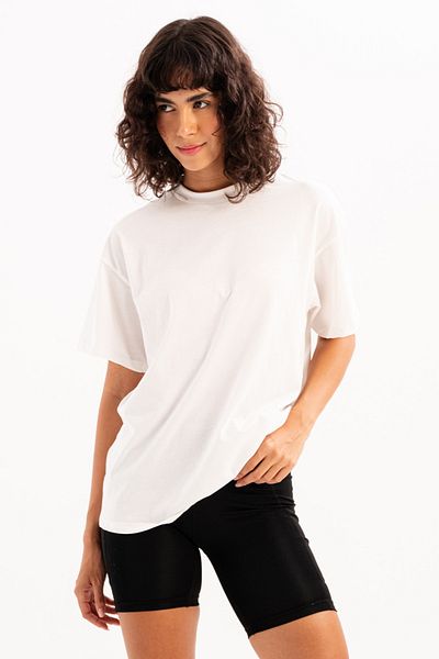JUSTEVER Γυναικείο T-Shirt Ecru 100% Cotton Oversize Fit Crew Neck - Halo