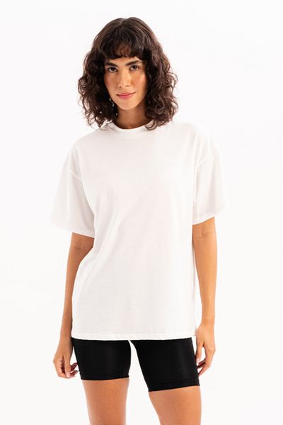 JUSTEVER Γυναικείο T-Shirt Ecru 100% Cotton Oversize Fit Crew Neck - Halo