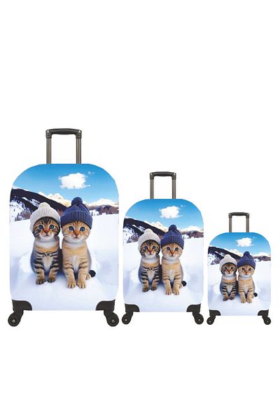 MY SARACİYE My 83 Cat Snow - Set de valiză și husă pentru valiză din piele de cal mare, medie și cabină