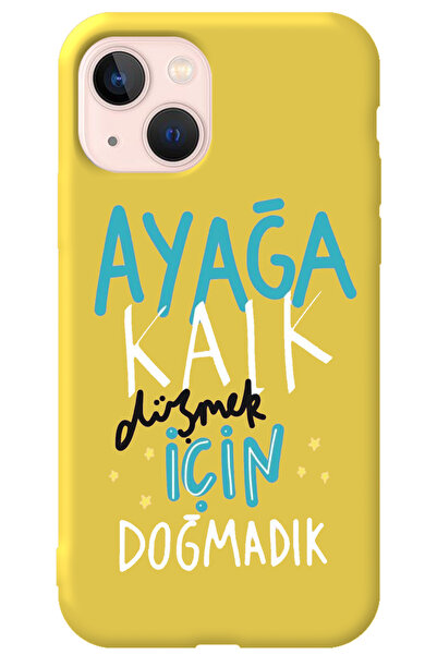 WANNA PROTECT iPhone 13 Sarı İçi Kadife Kalk Girl Power Desenli Silikon Telef...