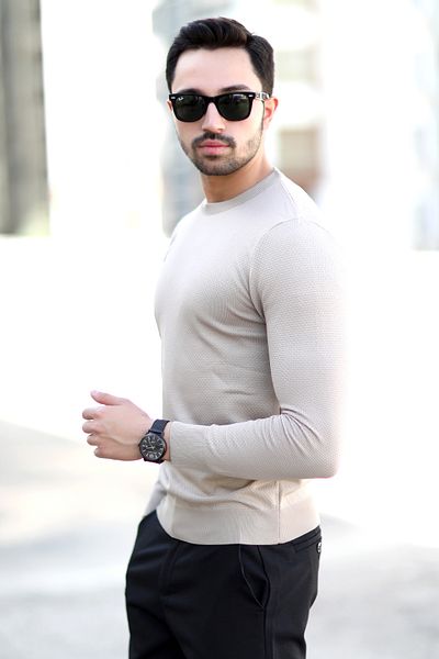 JB John Borners Men's Brass Knit Sweater Mink Crew Neck Knitwear 100% Micro Flame - 1005