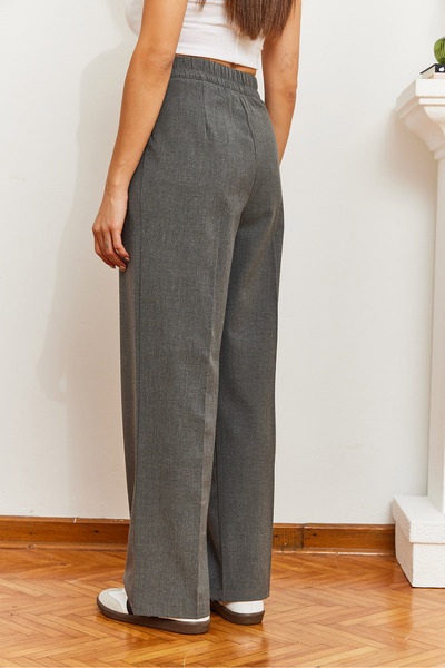 Bianco Lucci Kadın Bol Paça Asimetrik Bel Düğmeli Palazzo Pantolon 60361004