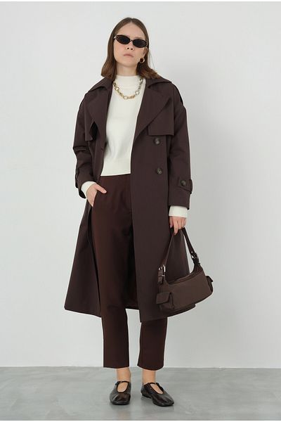 HEQA Bitter Brown Classic Trench Coat with Windbreaker