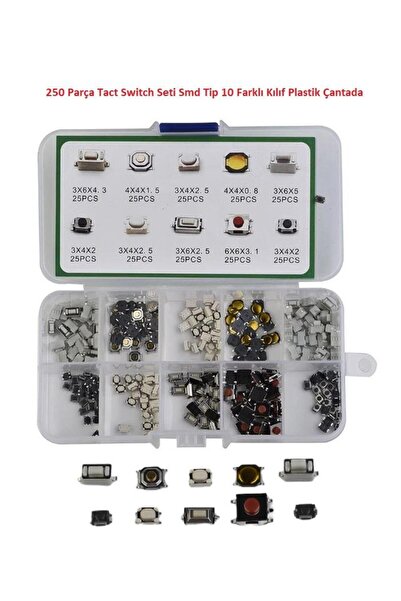 Hatfon Elektronik 250 Parça Tact Switch Seti Smd Tip 10 Farklı Kılıf Plastik ...
